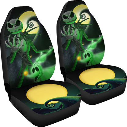 Nightmare Before Christmas Cartoon Car Seat Covers - Jack Skellington With Zero Dog Moon And The Hill Seat Covers Ci092704