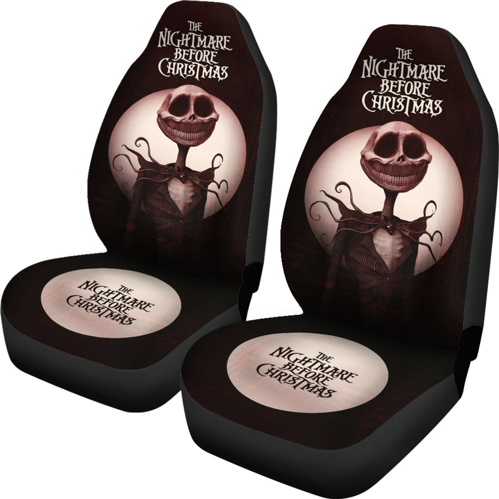 Nightmare Before Christmas Cartoon Car Seat Covers - Old Jack Skellington Portrait Smiling Scary Teeth Seat Covers Ci101105