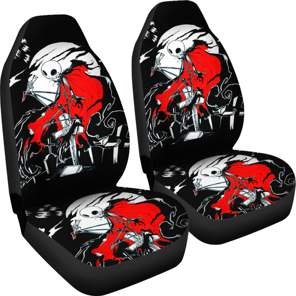 Nightmare Before Christmas Cartoon Car Seat Covers | Scary Jack Skellington Red Cloak Seat Covers Ci092405