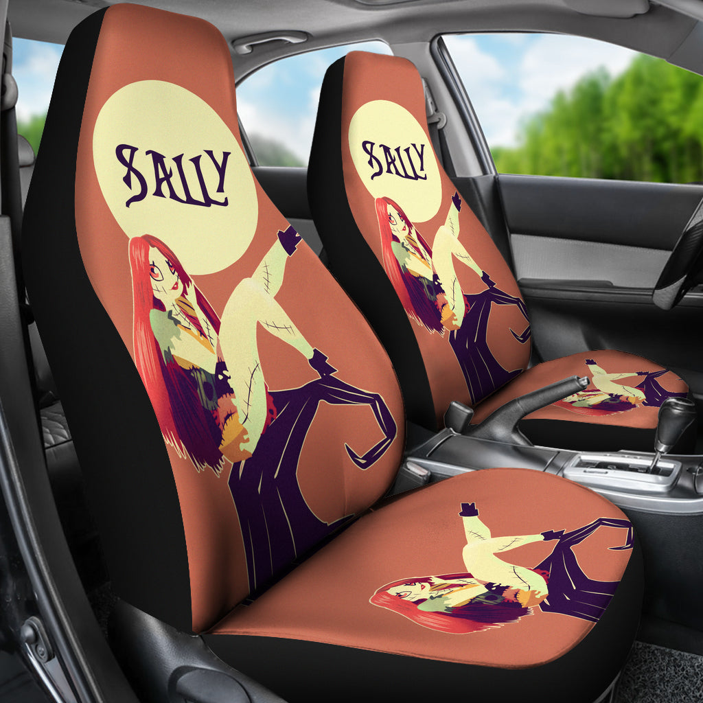 Nightmare Before Christmas Cartoon Car Seat Covers - Sexy Sally Sitting On The Hill Orange Seat Covers Ci101505