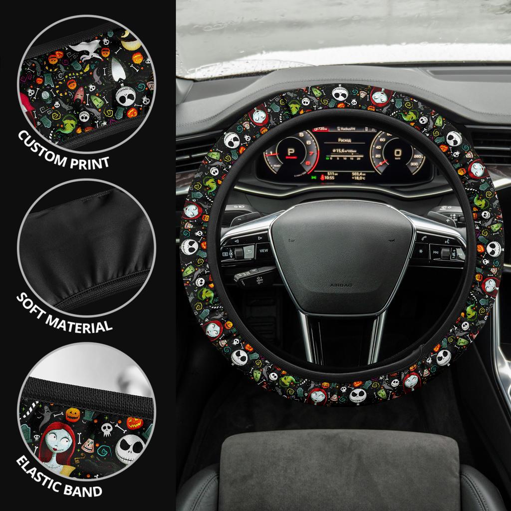 Nightmare Before Christmas Jack And Sally Custom Car Steering Wheel Cover