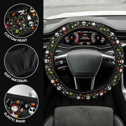 Nightmare Before Christmas Jack And Sally Custom Car Steering Wheel Cover