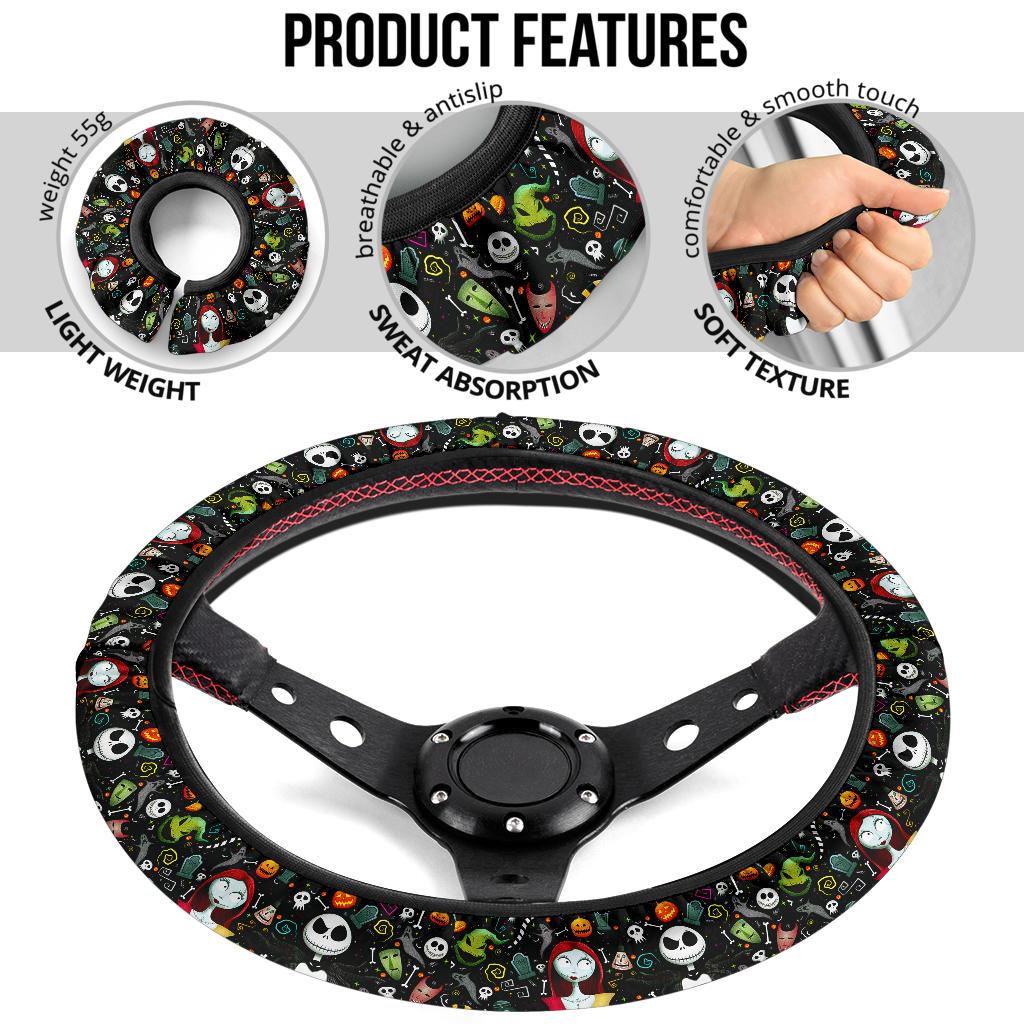 Nightmare Before Christmas Jack And Sally Custom Car Steering Wheel Cover