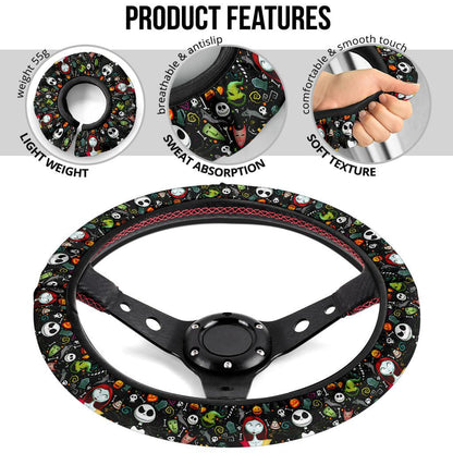 Nightmare Before Christmas Jack And Sally Custom Car Steering Wheel Cover