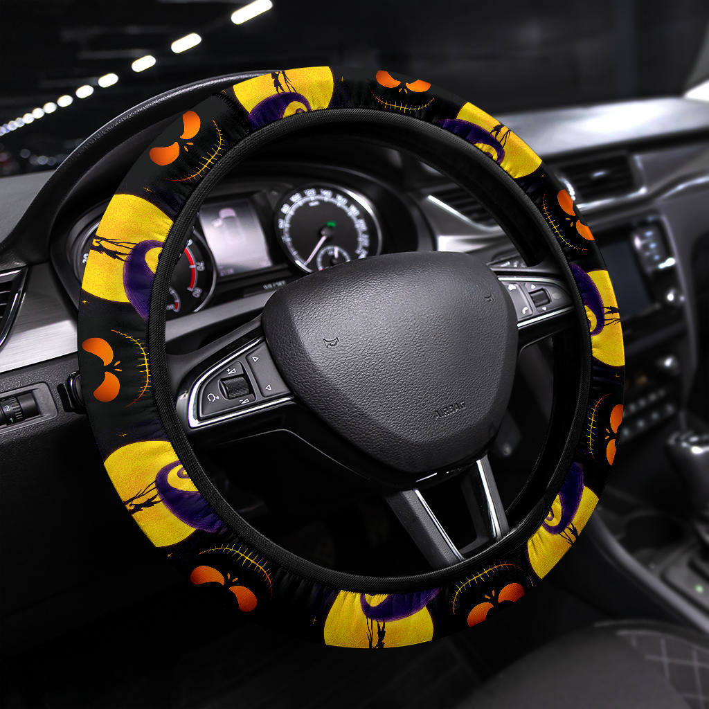Nightmare Before Christmas Jack Face Smile Premium Car Steering Wheel Cover