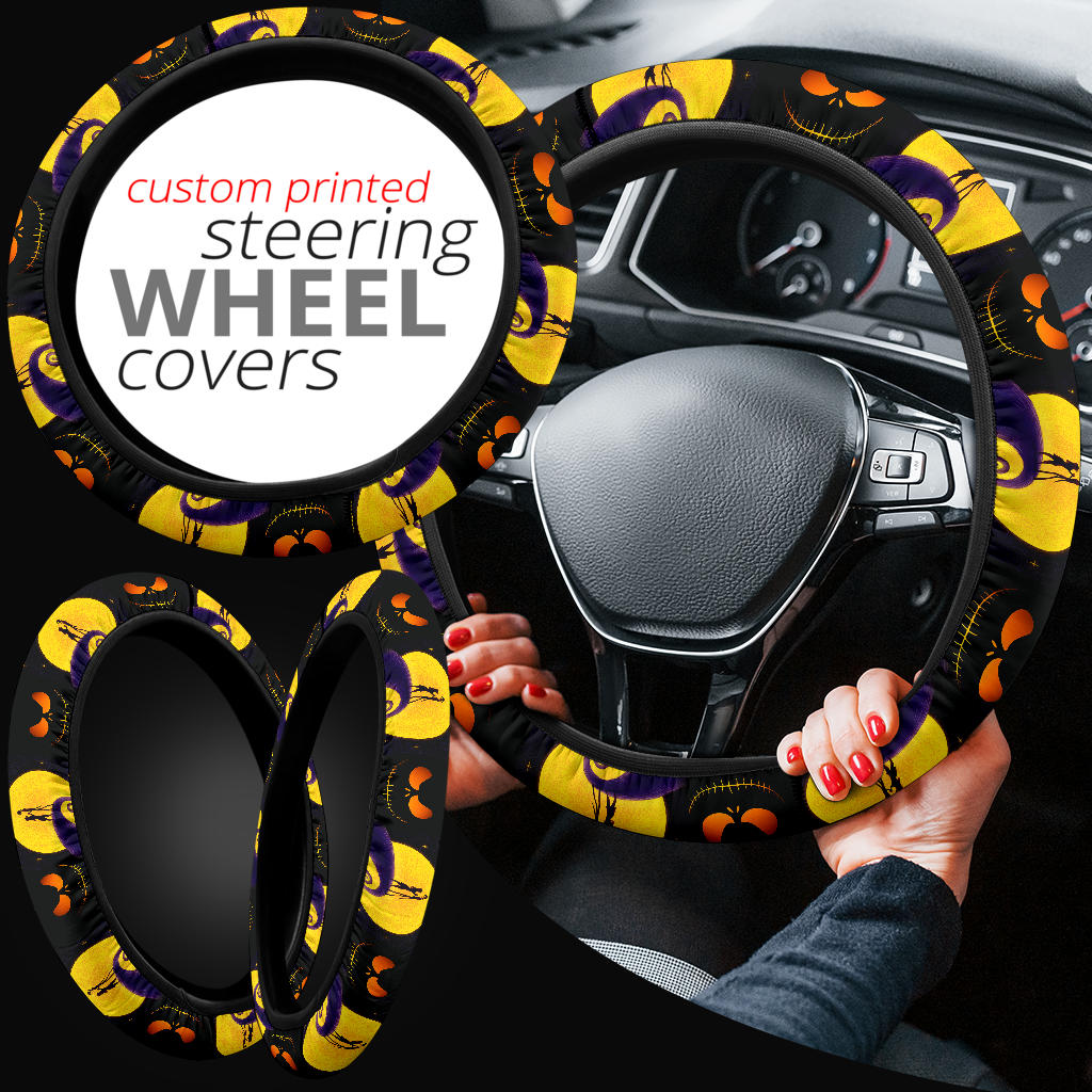 Nightmare Before Christmas Jack Face Smile Premium Car Steering Wheel Cover