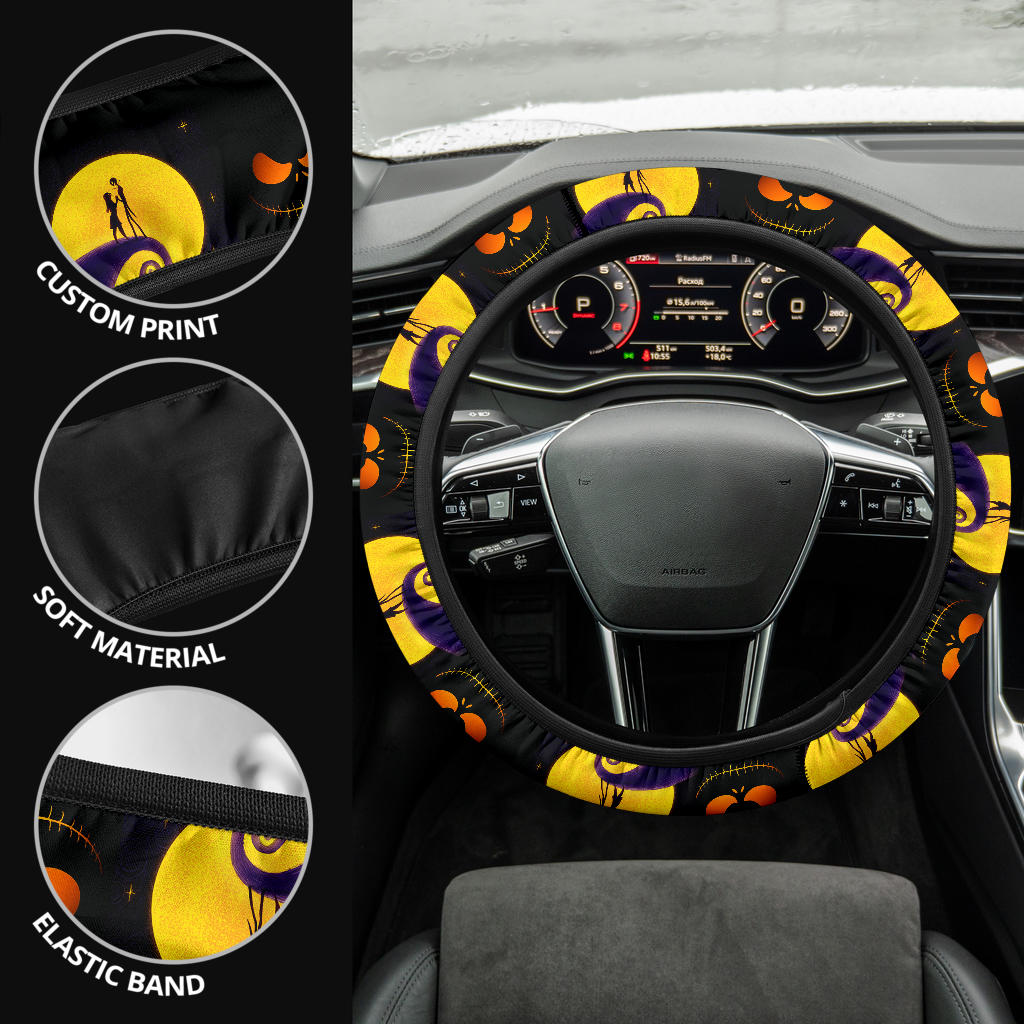 Nightmare Before Christmas Jack Face Smile Premium Car Steering Wheel Cover