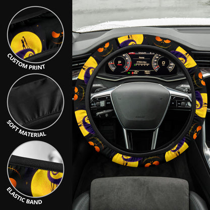 Nightmare Before Christmas Jack Face Smile Premium Car Steering Wheel Cover