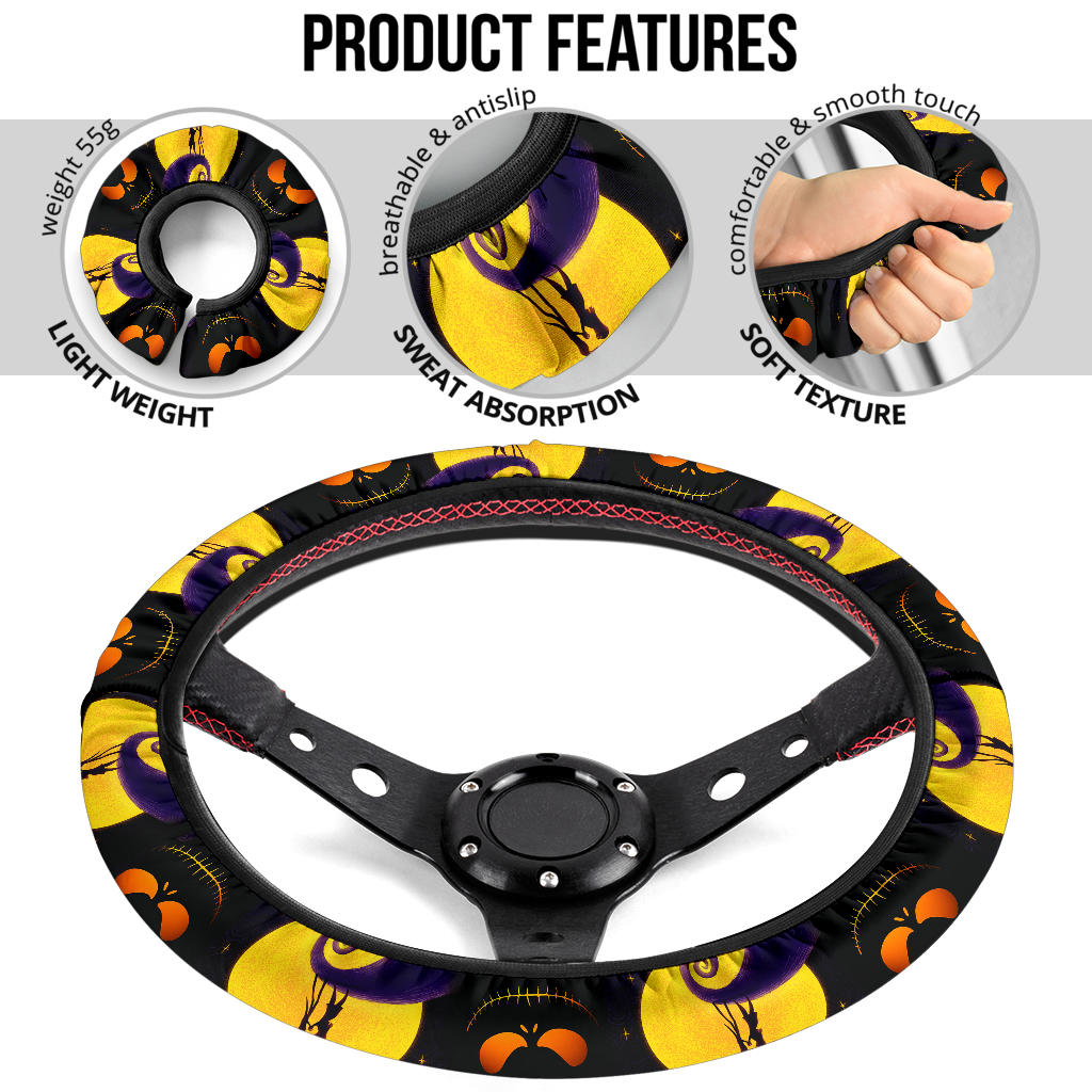 Nightmare Before Christmas Jack Face Smile Premium Car Steering Wheel Cover