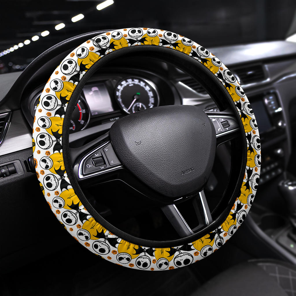 Nightmare Before Christmas Jack Head Funny Premium Custom Car Steering Wheel Cover