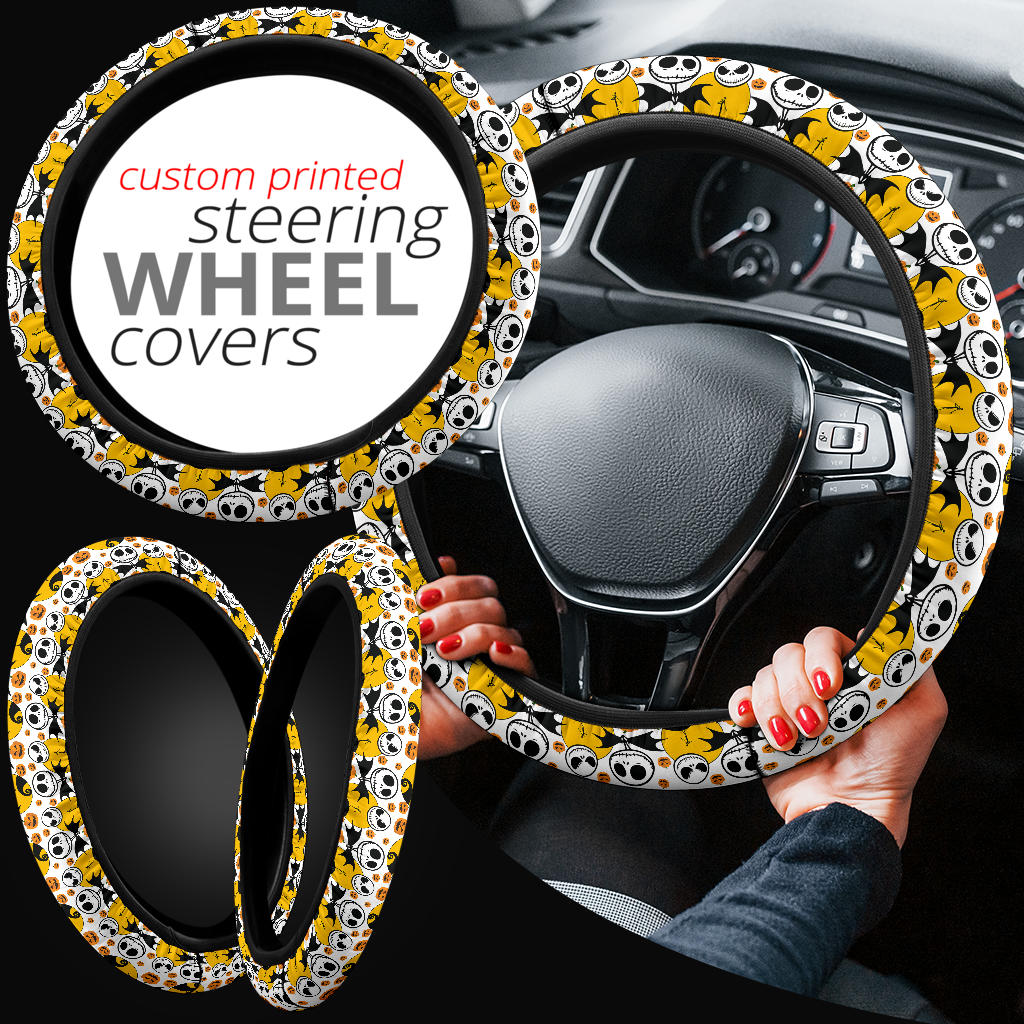 Nightmare Before Christmas Jack Head Funny Premium Custom Car Steering Wheel Cover