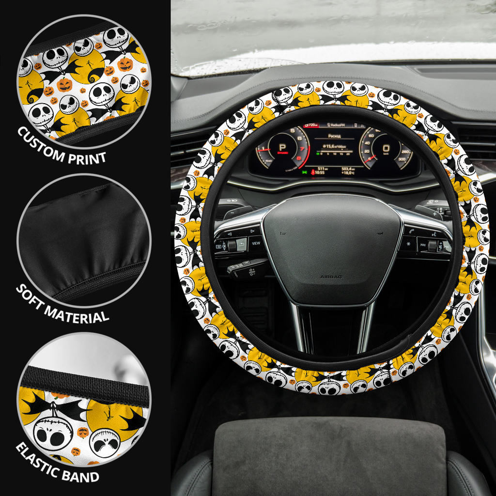 Nightmare Before Christmas Jack Head Funny Premium Custom Car Steering Wheel Cover