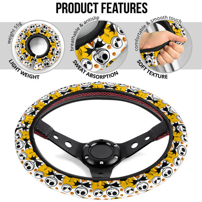 Nightmare Before Christmas Jack Head Funny Premium Custom Car Steering Wheel Cover