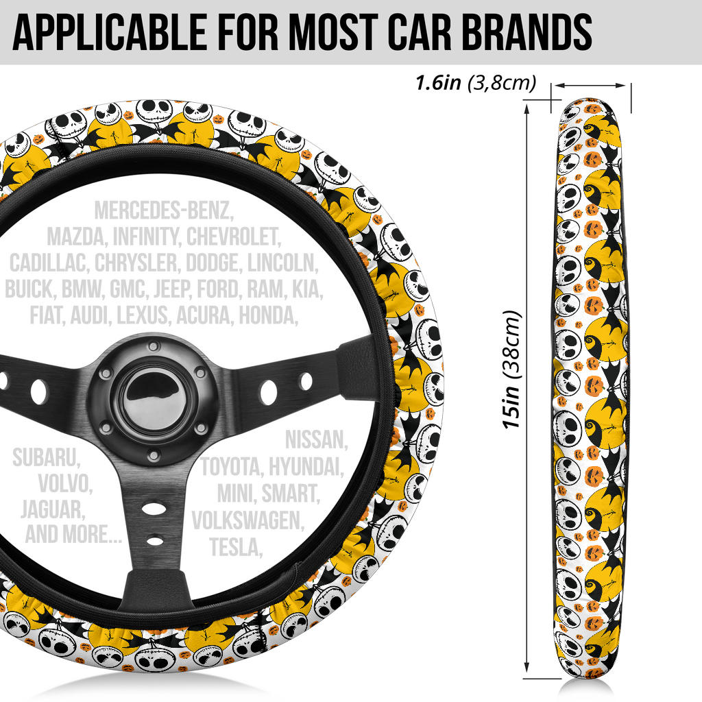 Nightmare Before Christmas Jack Head Funny Premium Custom Car Steering Wheel Cover