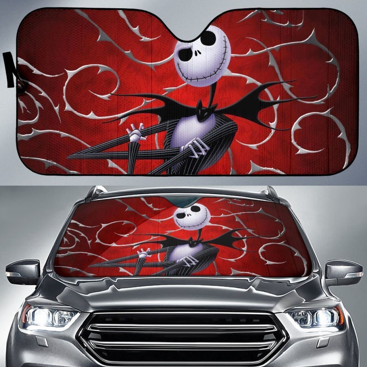 Nightmare Before Christmas Jack Red Auto Sun Shades Lt02 Universal Fit 111204