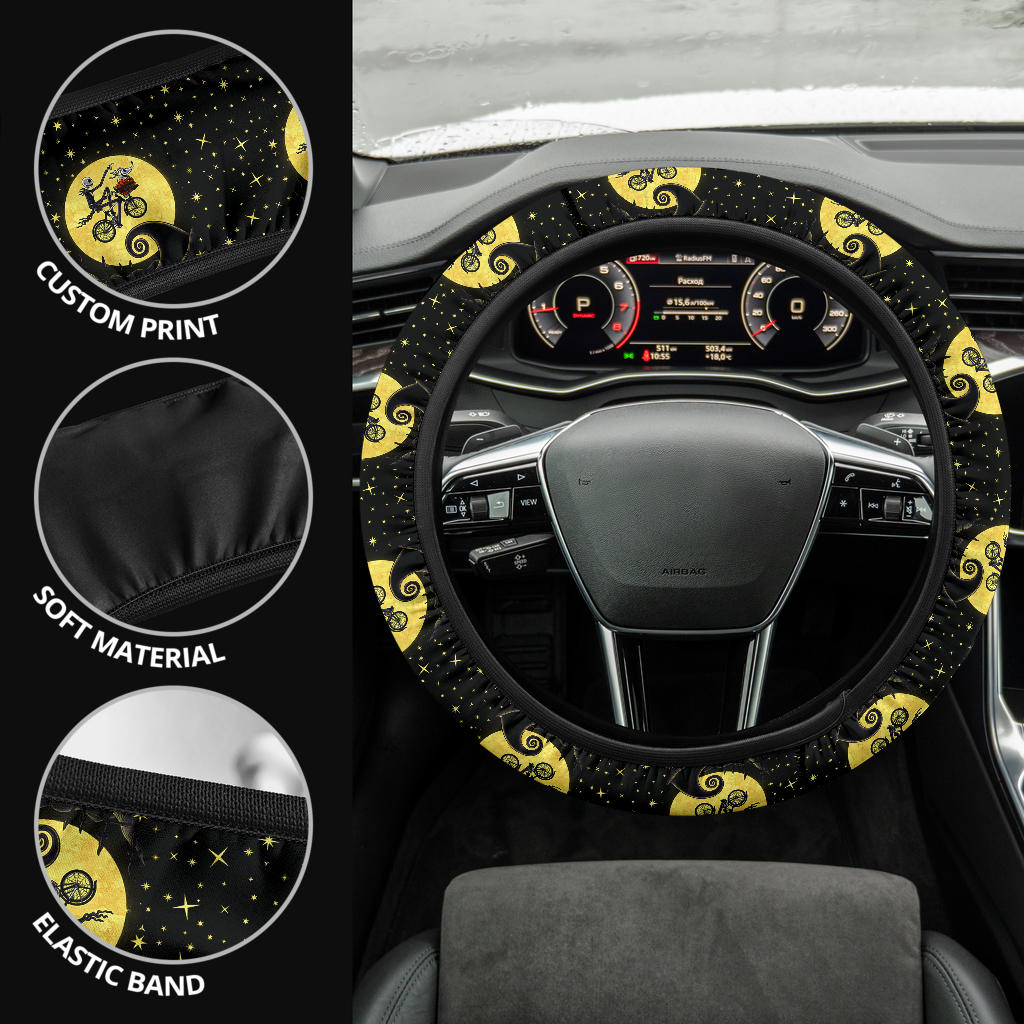 Nightmare Before Christmas Moon Sky Premium Custom Car Steering Wheel Cover