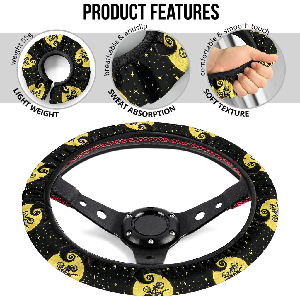 Nightmare Before Christmas Moon Sky Premium Custom Car Steering Wheel Cover