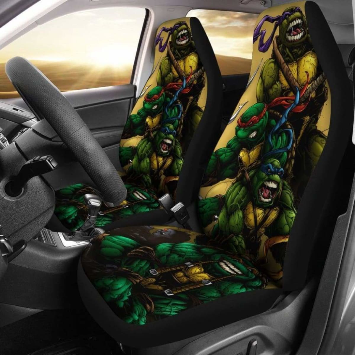 Ninja Turtles Cartoon Fighting Car Seat Covers Universal Fit 051012