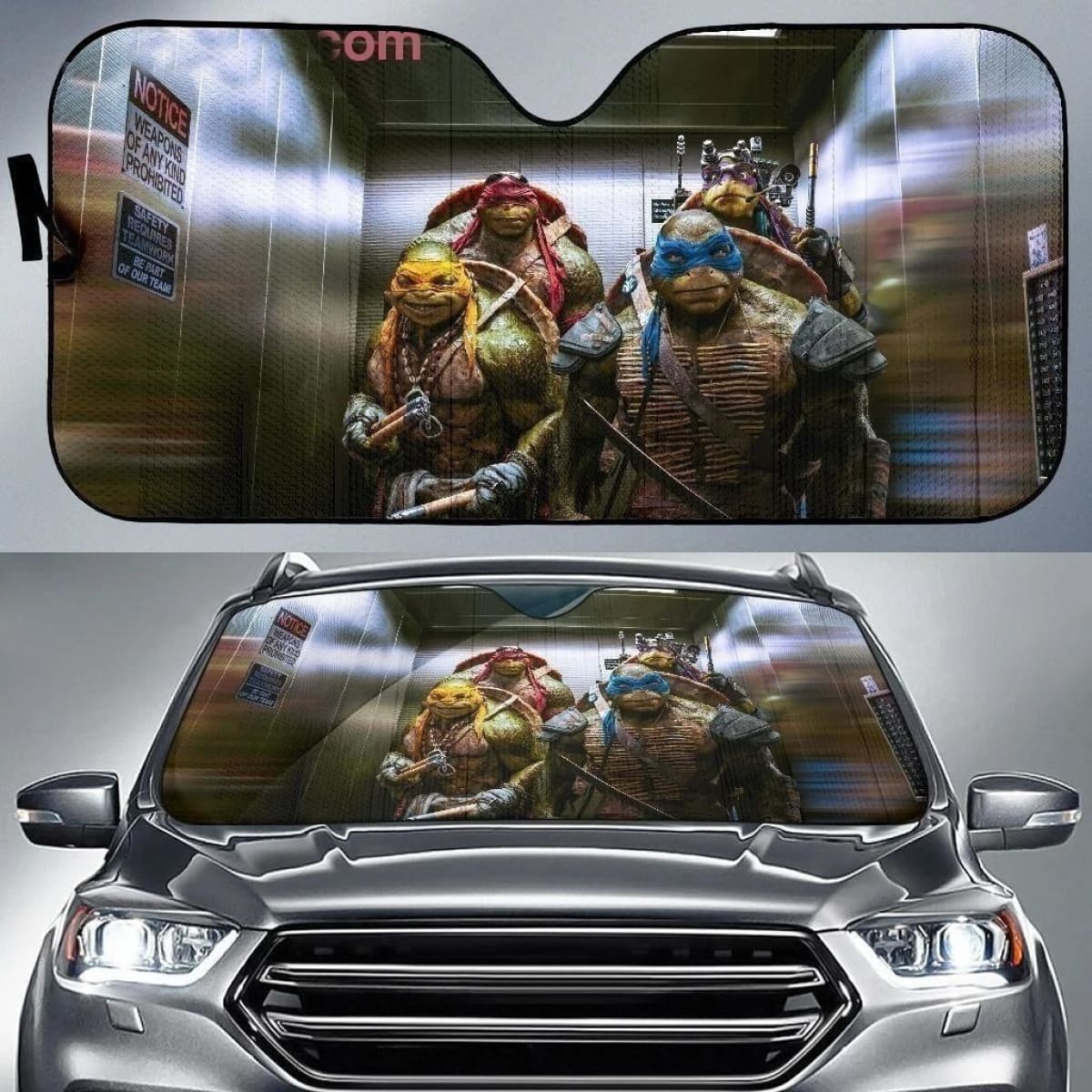 Ninja Turtles In Elevator Auto Sun Shade Universal Fit 174503