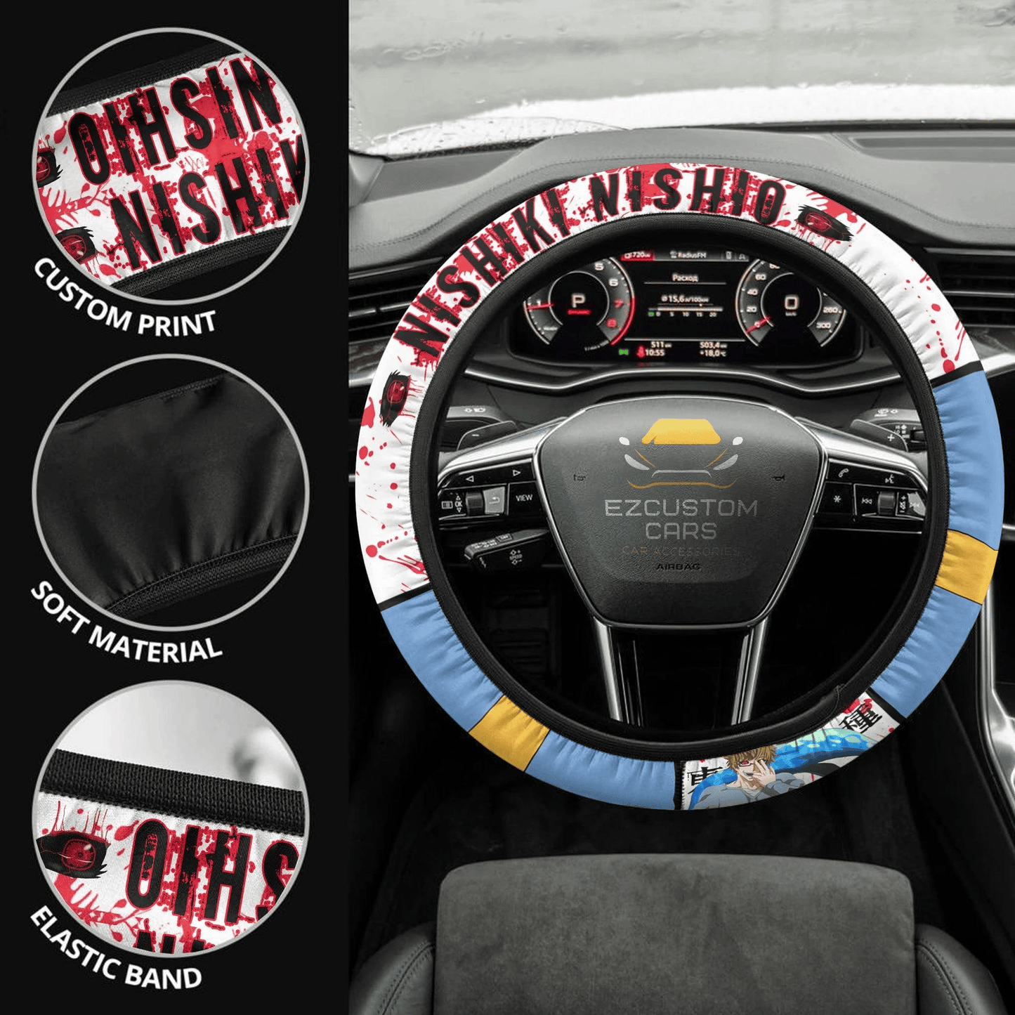 Nishiki Nishio Anime Steering Wheel Cover Custom Tokyo Ghoul Anime Car Accessories