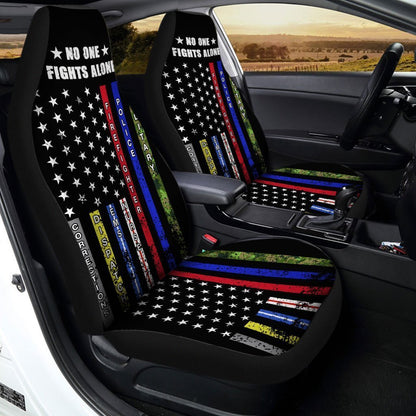No One Fights Alone Car Seat Covers Custom American Flag Car Accessories