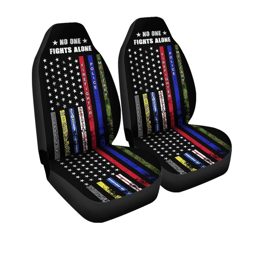 No One Fights Alone Car Seat Covers Custom American Flag Car Accessories