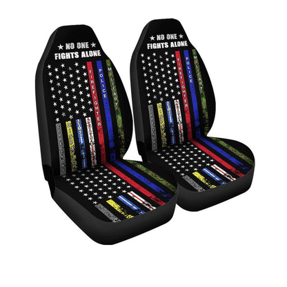 No One Fights Alone Car Seat Covers Custom American Flag Car Accessories