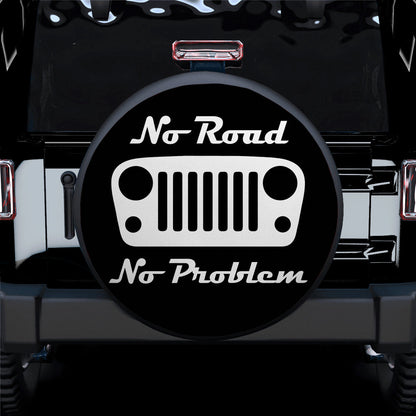 No Road No Problem Jeep Car Spare Tire Cover