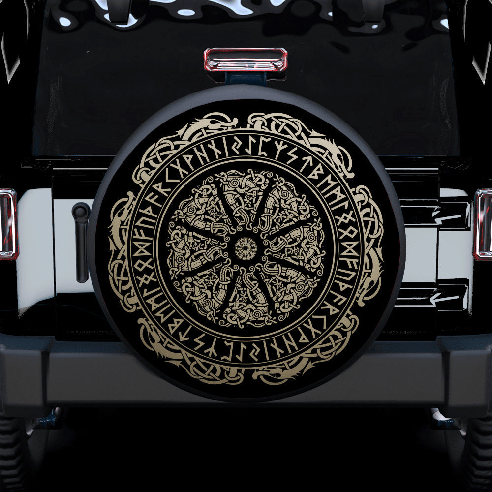 Norse Runes And Dragons Viking Jeep Car Spare Tire Cover