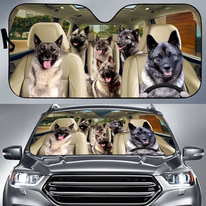 Norwegian Elkhound Car All Over Printed 3D Sun Shade
