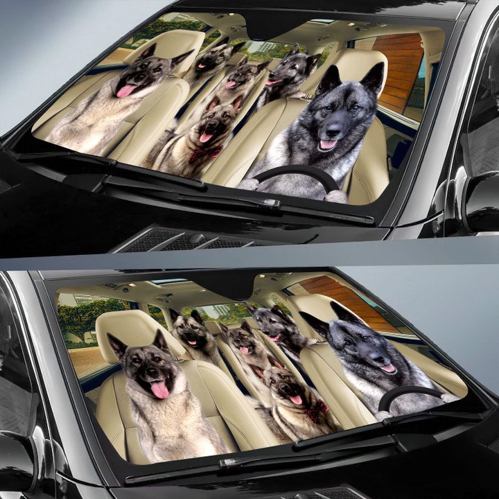 Norwegian Elkhound Car All Over Printed 3D Sun Shade