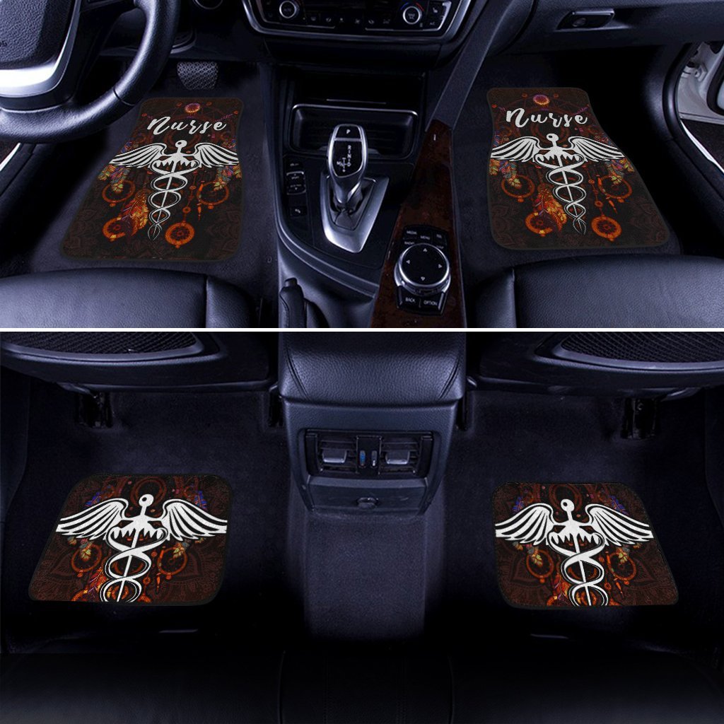 Nurse Car Floor Mats Custom Mandala Dreamcatcher Meaningful For Nurse Car Accessories