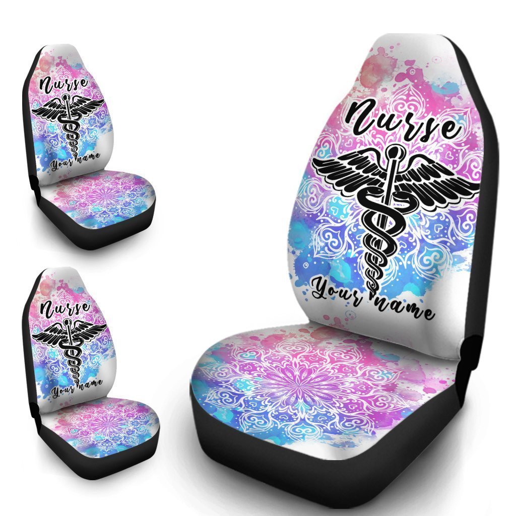 Nurse Car Seat Covers Custom Name Nurse Mandala Car Accessories