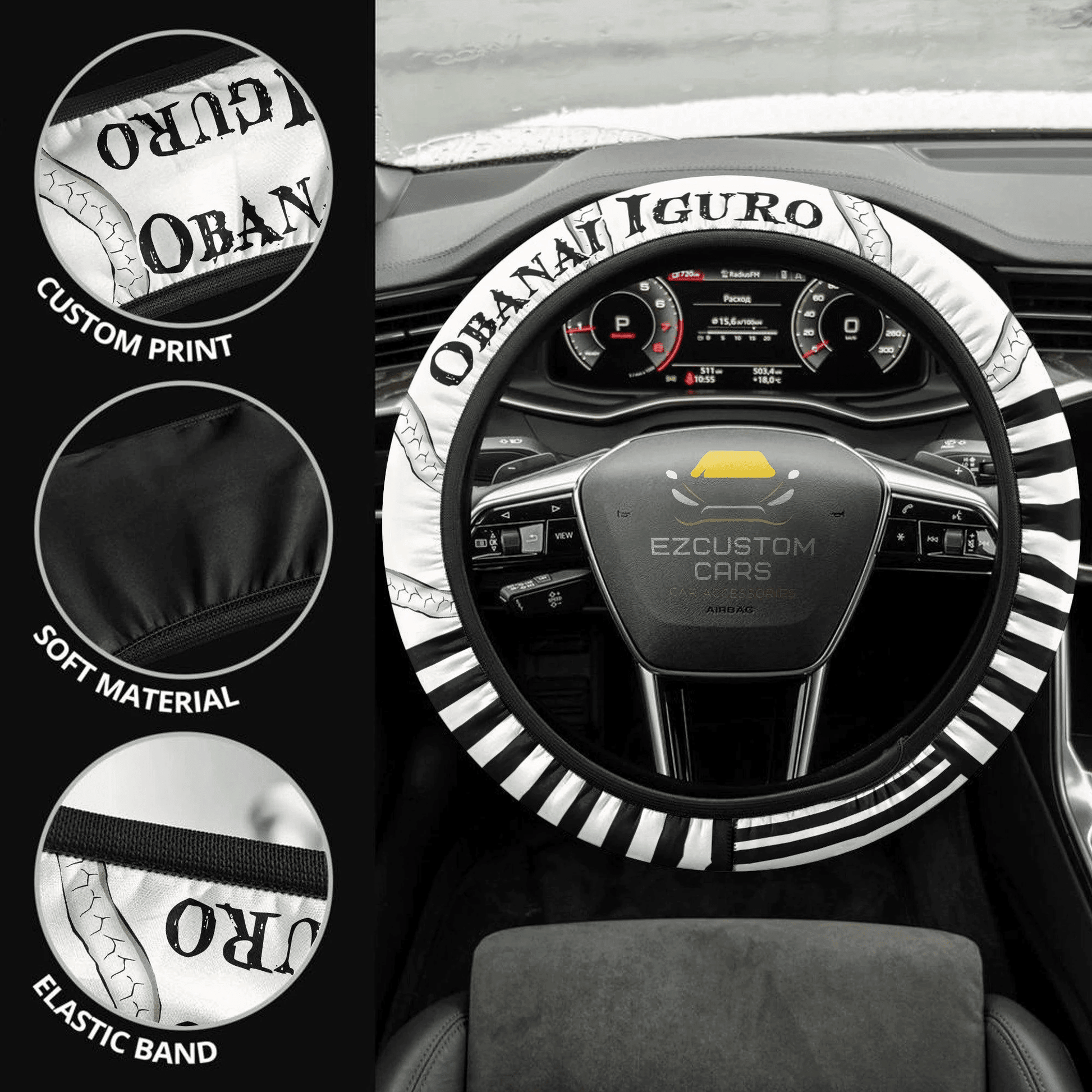 Obanai Iguro Anime Steering Wheel Cover Custom Anime Demon Slayer Car Accessories