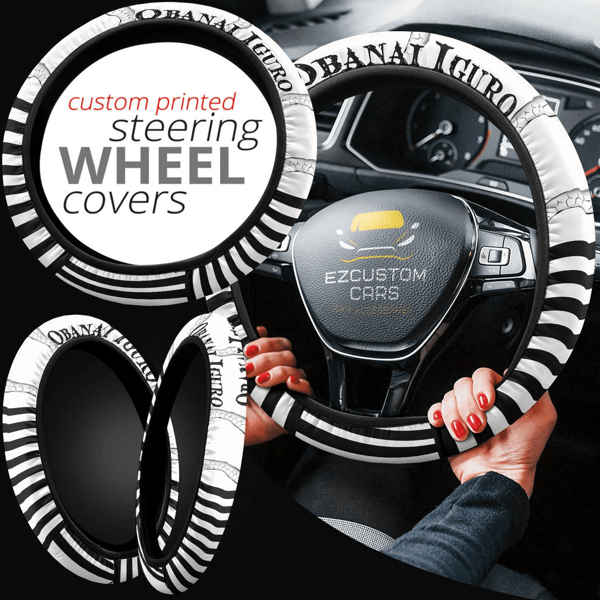 Obanai Iguro Anime Steering Wheel Cover Custom Anime Demon Slayer Car Accessories