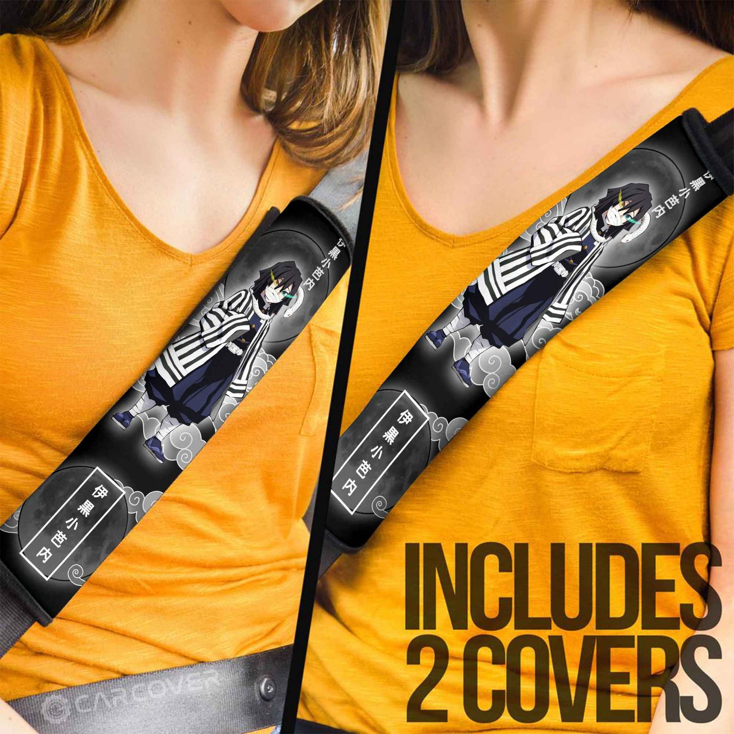 Obanai Iguro Seat Belt Covers Custom Anime Demon Slayer Car Interior Accessories