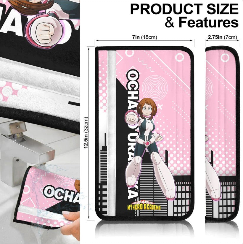 Ochako Uraraka Anime Uravity My Hero Academia Car Seat Belt Cover Custom Car Accessories