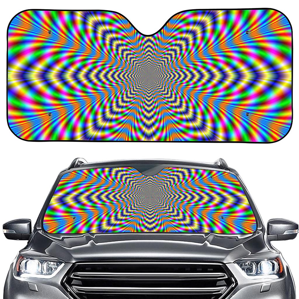 Octagonal Psychedelic Optical Illusion Car Windshield Sun Shade