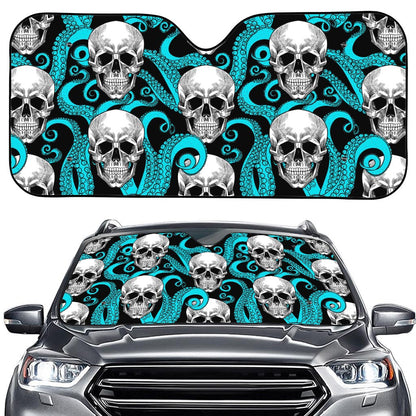 Octopus Tentacles Skull Pattern Print Car Windshield Sun Shade