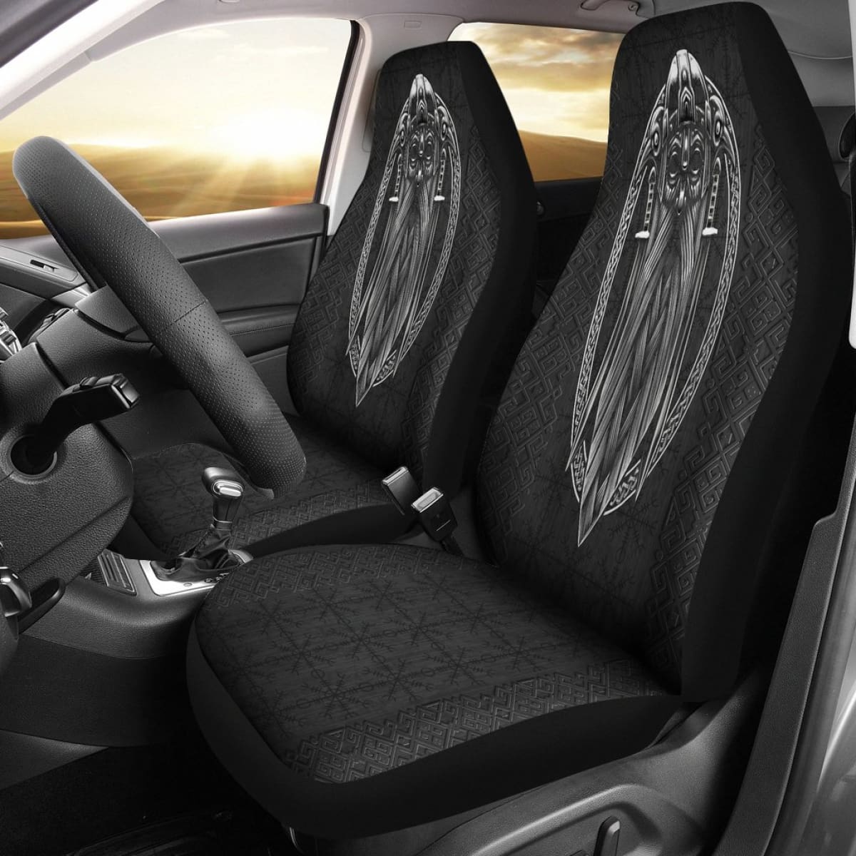 Odin - God Of Viking With Helm Of Awe Background Car Seat Covers Universal Fit 215521