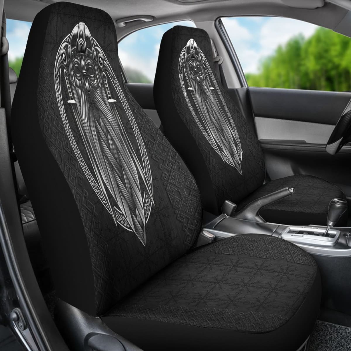 Odin - God Of Viking With Helm Of Awe Background Car Seat Covers Universal Fit 215521