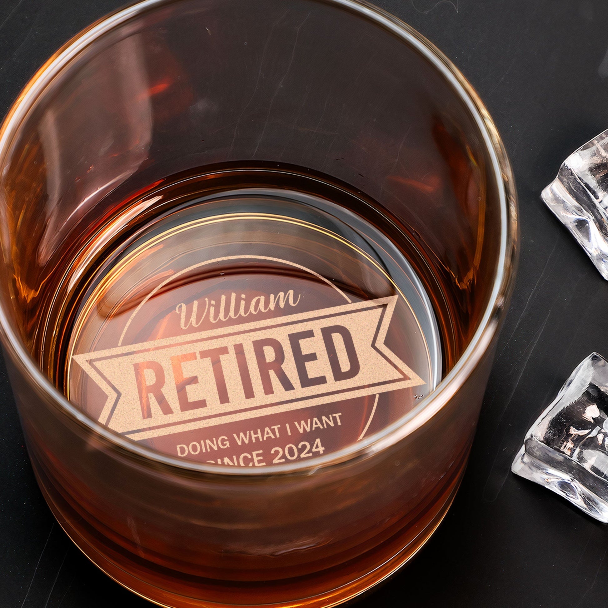 Officially Retired I Do What I Want - Personalized Whiskey Glass