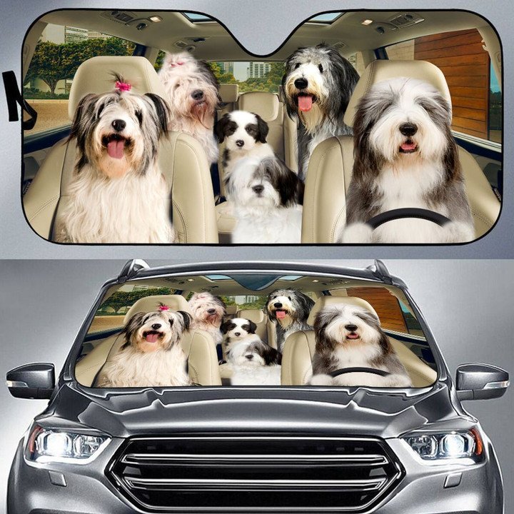Old English Sheepdog Car All Over Printed 3D Sun Shade