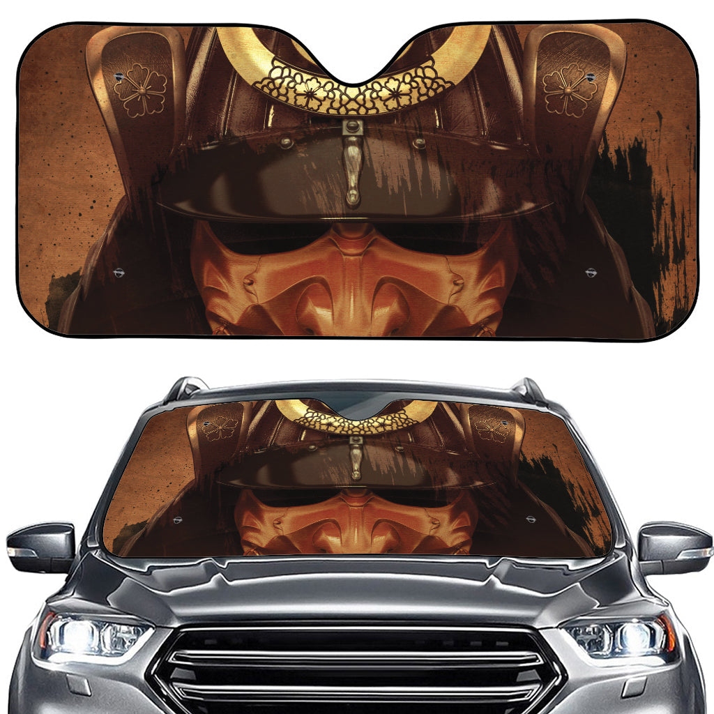 Old Japanese Samurai Mask Print Car Windshield Sun Shade