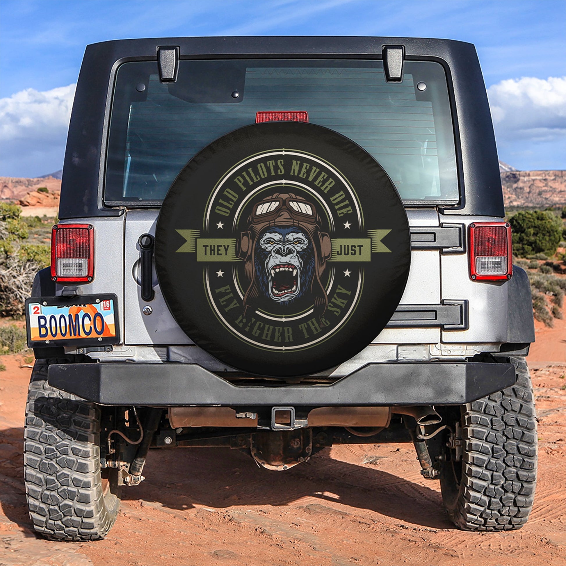 Old Pilot Never Die Jeep Car Spare Tire Cover