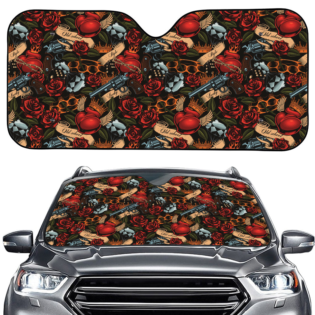 Old School Tattoo Print Car Windshield Sun Shade