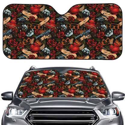 Old School Tattoo Print Car Windshield Sun Shade
