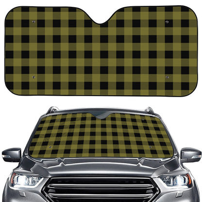 Olive Green Buffalo Check Pattern Print Car Windshield Sun Shade