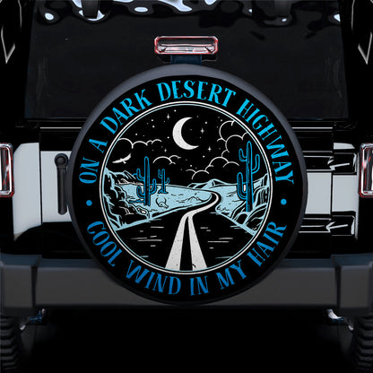 On A Dark Desert Highway Cool Wind In My Hair Blue Jeep Car Spare Tire Cover