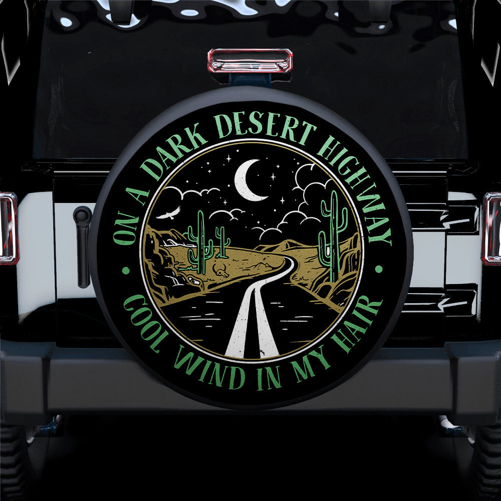 On A Dark Desert Highway Green Jeep Car Spare Tire Cover